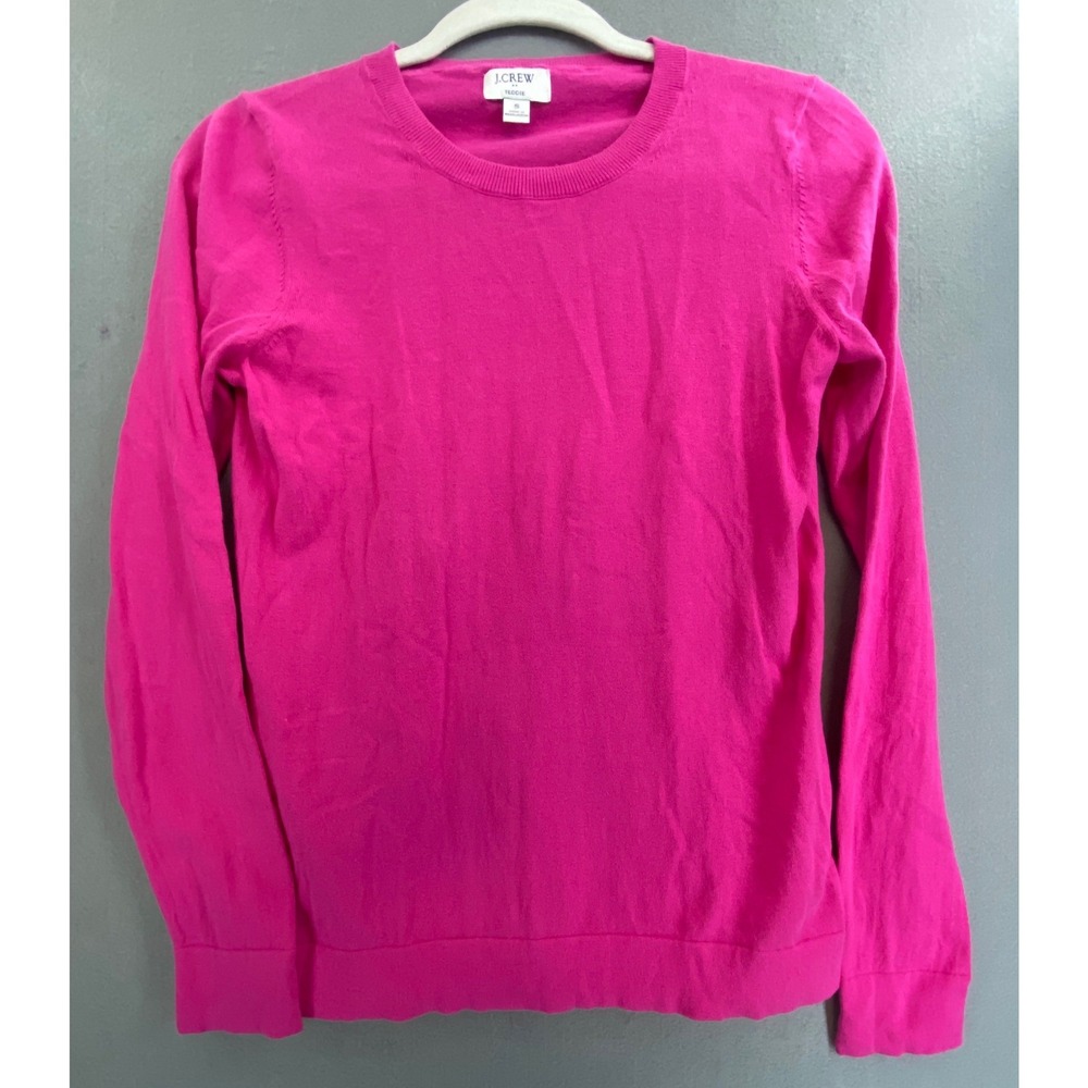 J.Crew Teddie Sweater Womens Small Pink Long Sleeve Cotton Crew Neck Pullover